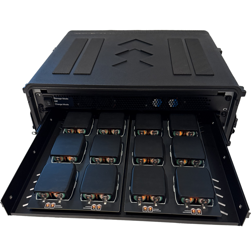 36 bay battery charging station in rugged transport case